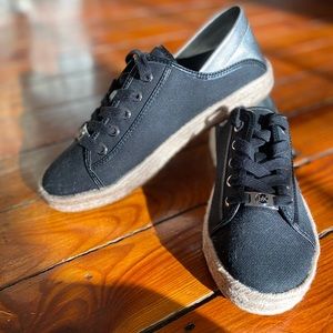 Michael Kors Bryson Lace Tie Up Espadrilles Black/ Silver Women 5.5 & kids 3.5